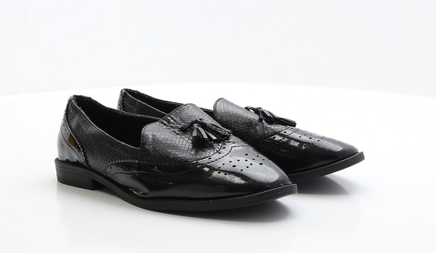 Primark Womens Black Patent Leather Loafer Casual UK 7 40 - wi