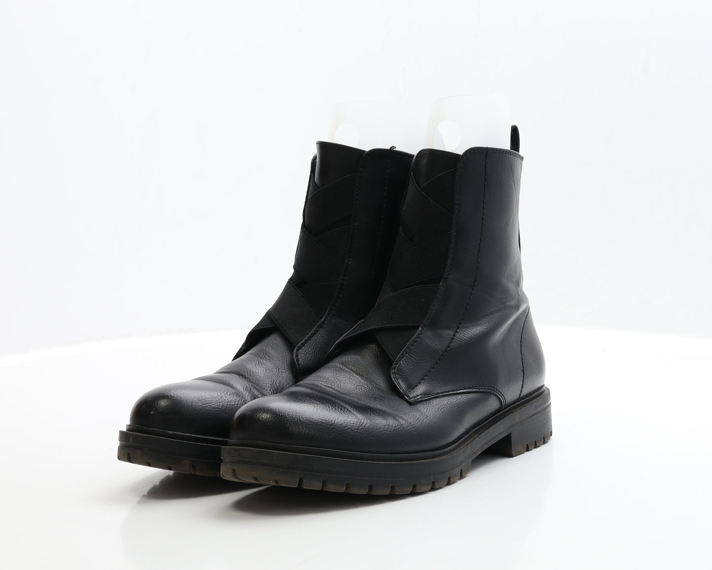 Super mode Womens Black Faux Leather Biker Boot UK 6 EUR 39