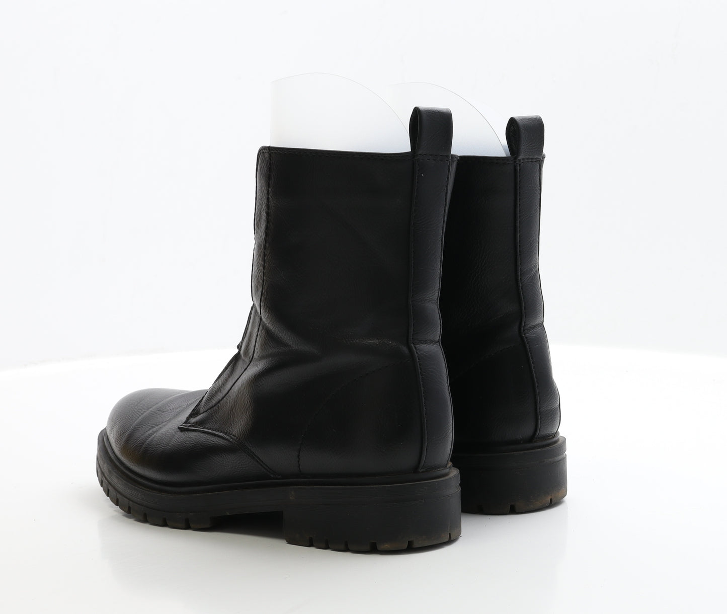 Super mode Womens Black Faux Leather Biker Boot UK 6 EUR 39