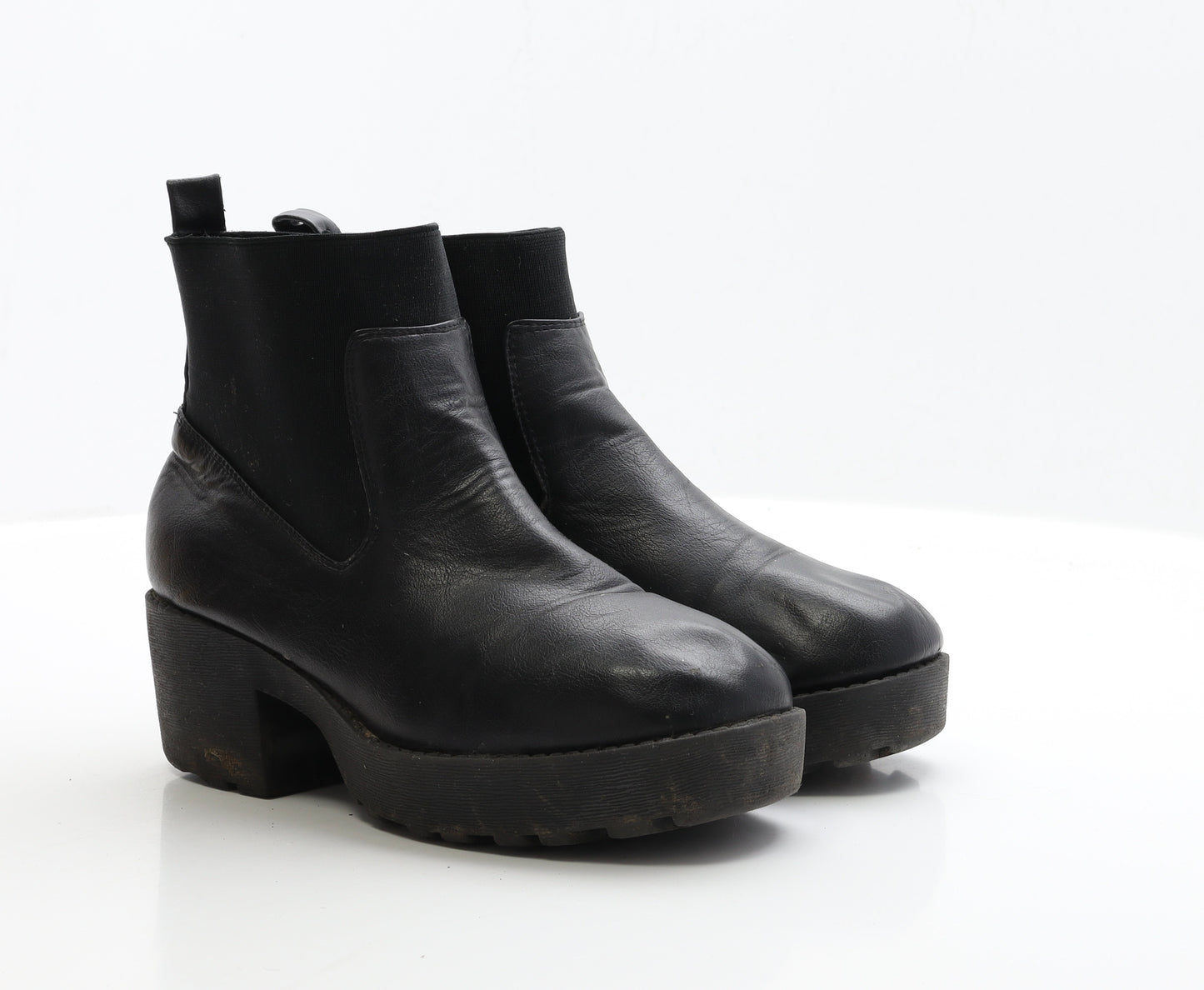 New Look Womens Black Faux Leather Bootie Boot UK 5 EUR 38