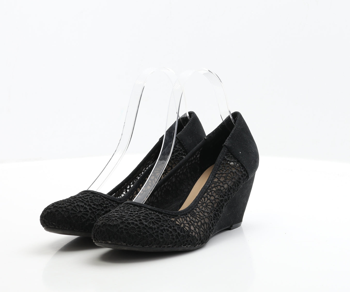 New Look Womens Black Fabric Court Heel UK 5 EUR 38 - Wide Fit