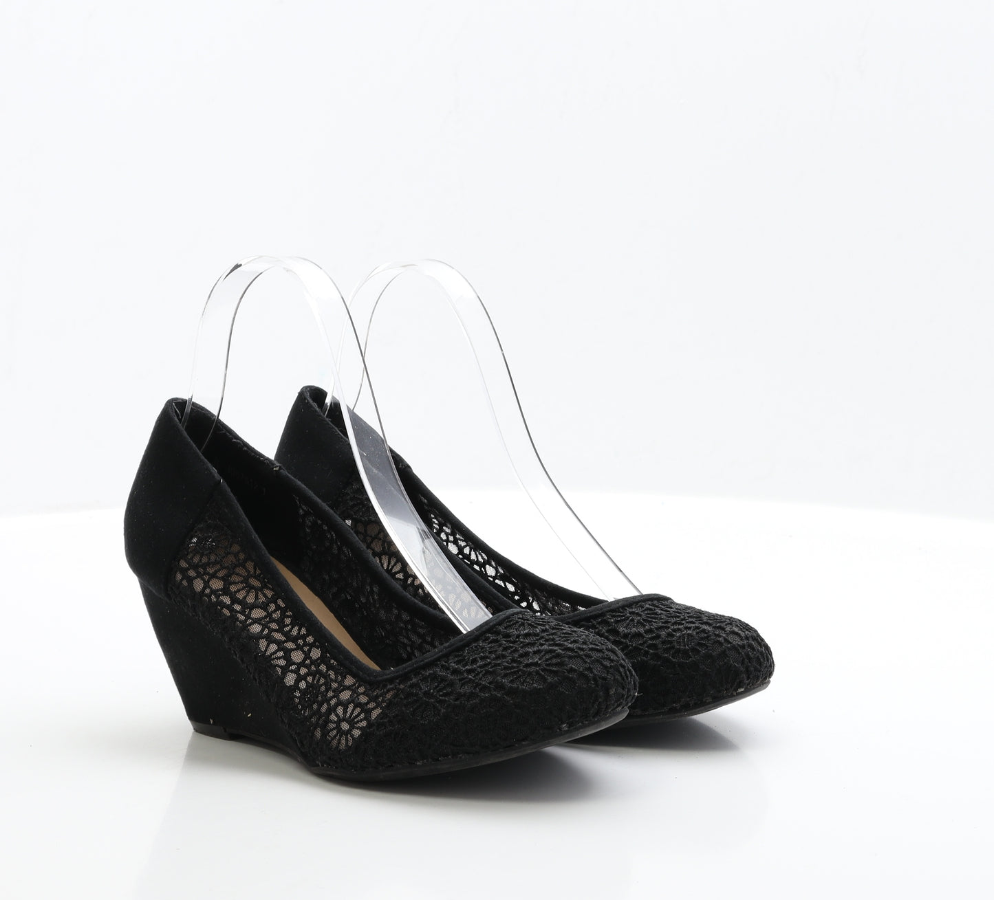 New Look Womens Black Fabric Court Heel UK 5 EUR 38 - Wide Fit