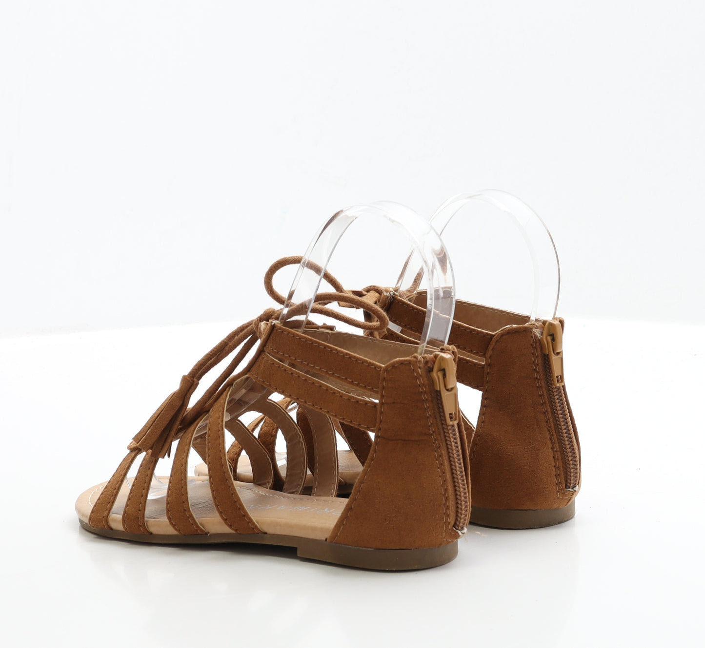 Primark Girls Brown Faux Suede Gladiator Sandal UK 1 EUR 32 - Lace up