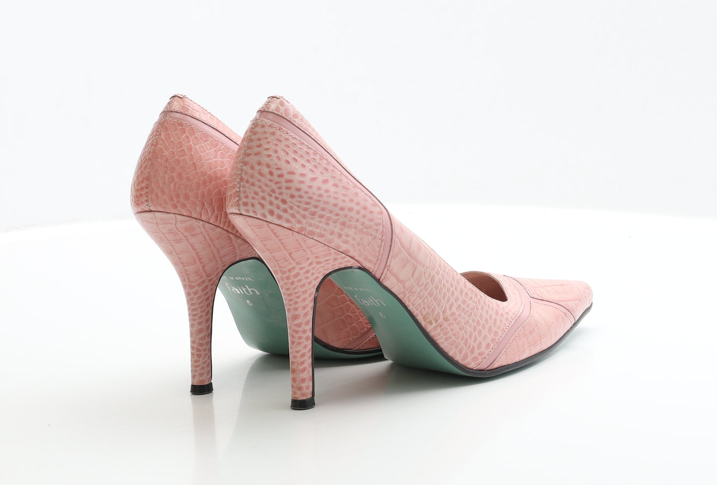 Faith Womens Pink Faux Leather Court Heel UK 6 EUR 39