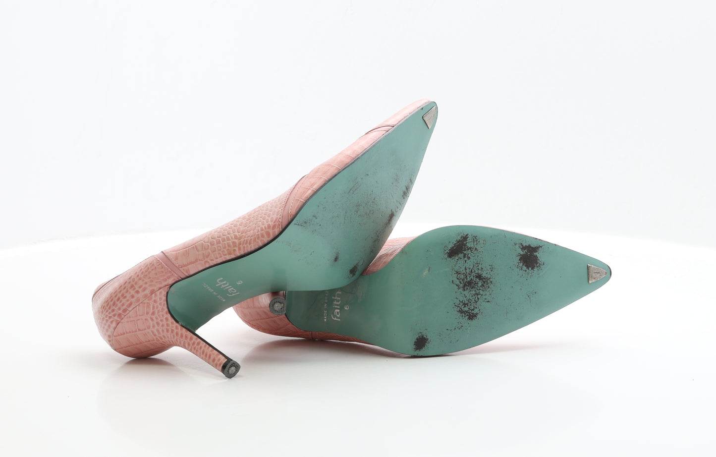 Faith Womens Pink Faux Leather Court Heel UK 6 EUR 39