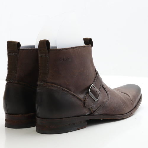 Clarks Mens Brown Faux Leather Bootie Boot UK 9