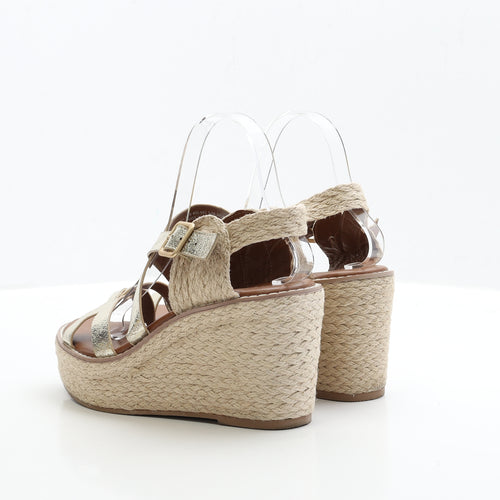 NEXT Womens Gold Polyester Strappy Heel UK 5 EUR 38