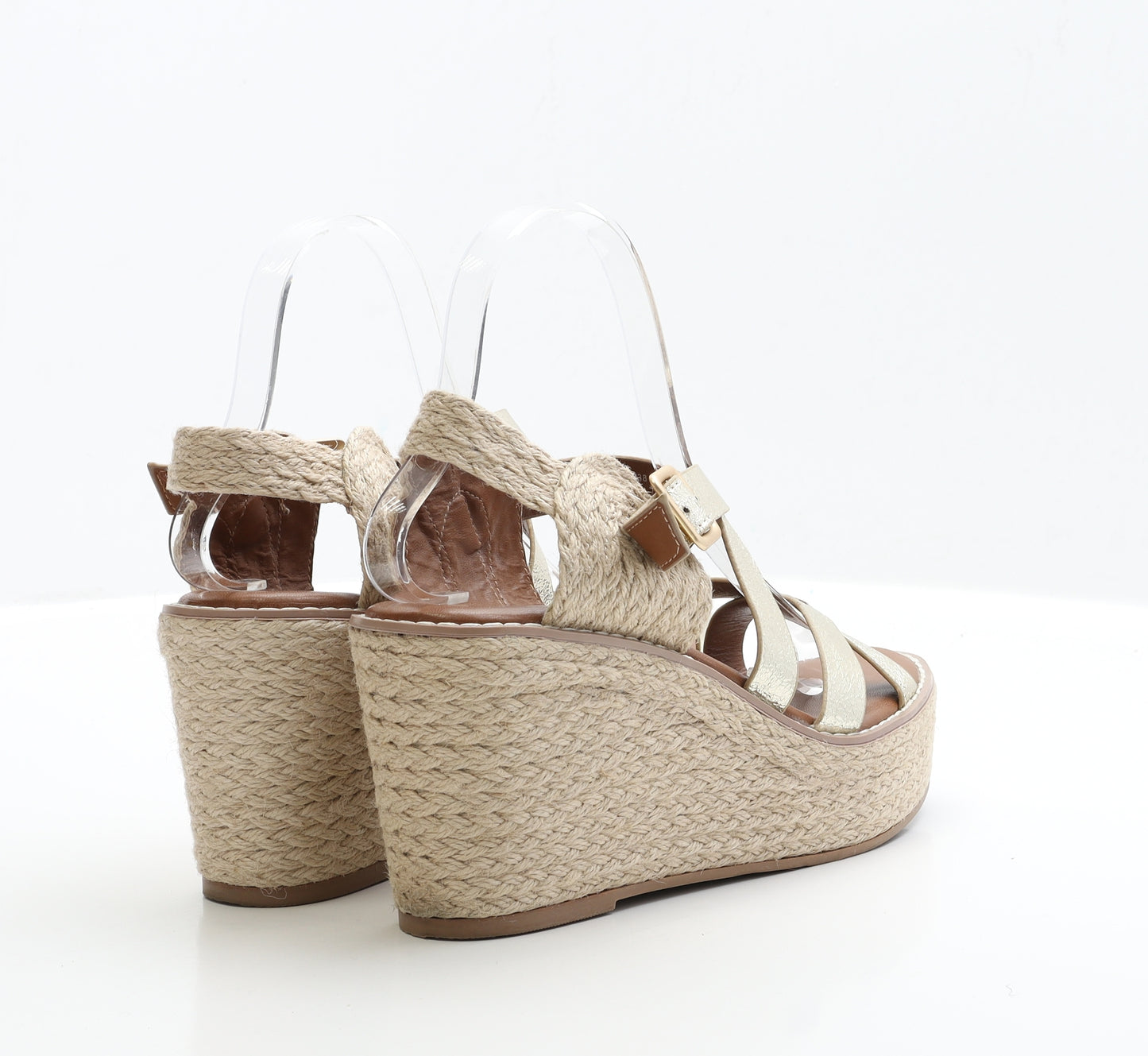 NEXT Womens Gold Polyester Strappy Heel UK 5 EUR 38