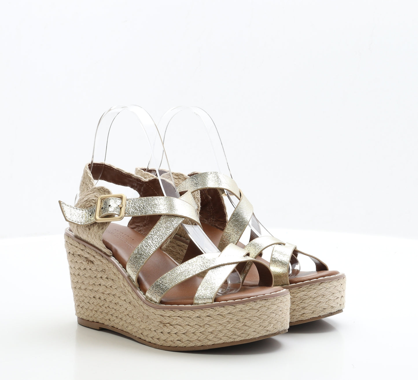NEXT Womens Gold Polyester Strappy Heel UK 5 EUR 38