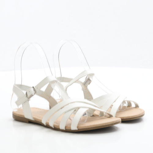 Primark Girls White Polyester Strappy Sandal UK 2 EUR 35