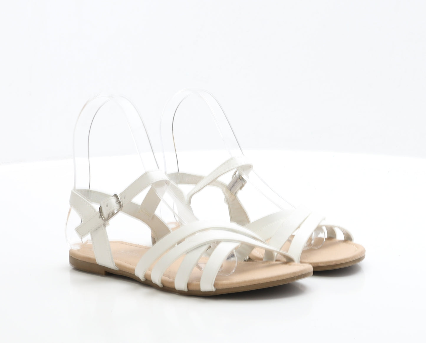 Primark Girls White Polyester Strappy Sandal UK 2 EUR 35