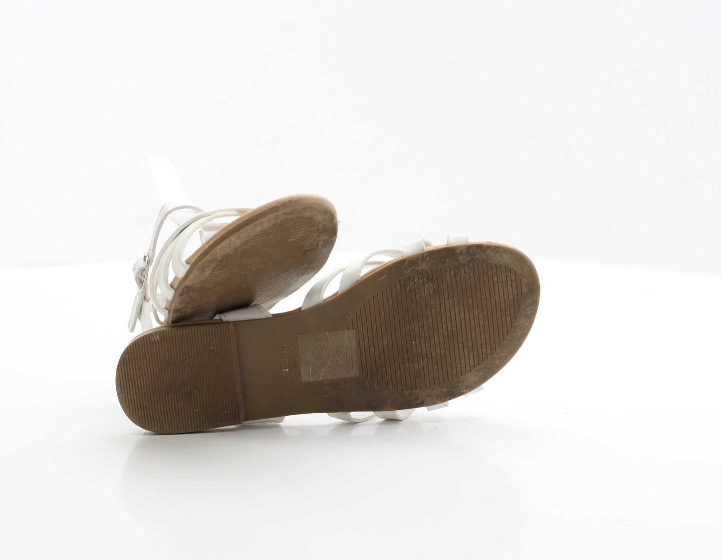 Primark Girls White Polyester Strappy Sandal UK 2 EUR 35