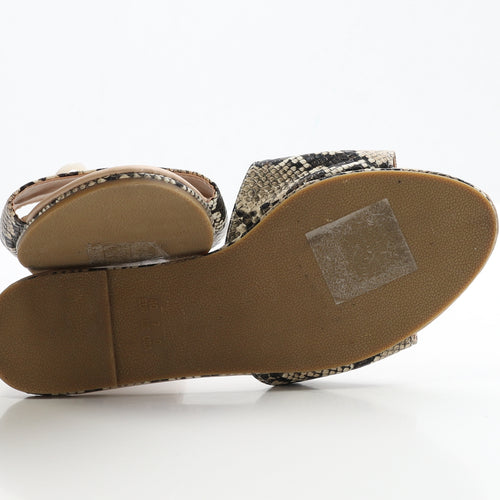 Primark Womens Brown Animal Print Polyester Slip On Flat UK 7 EUR 40 - Wide Fit