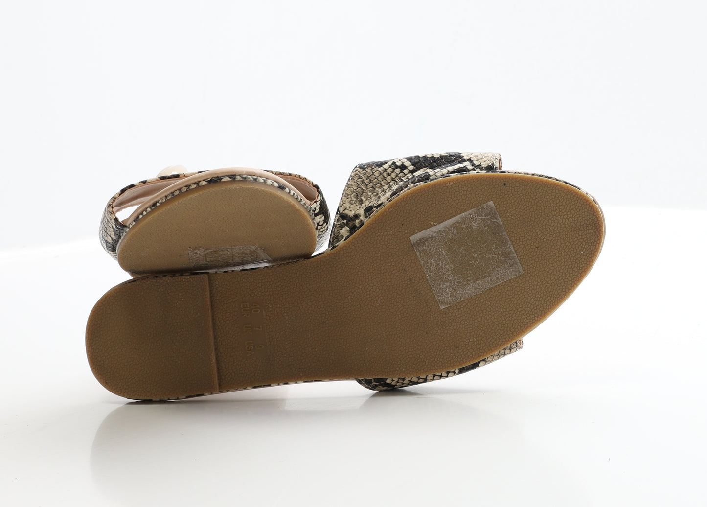 Primark Womens Brown Animal Print Polyester Slip On Flat UK 7 EUR 40 - Wide Fit