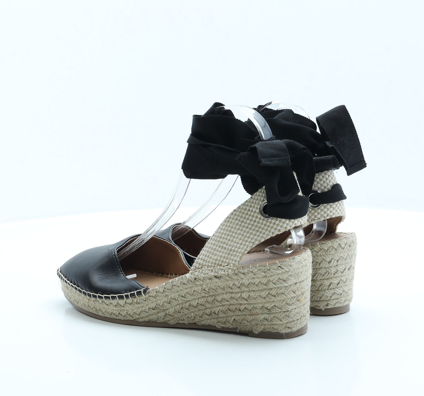 ASOS Womens Black Faux Leather Espadrille Heel UK 6