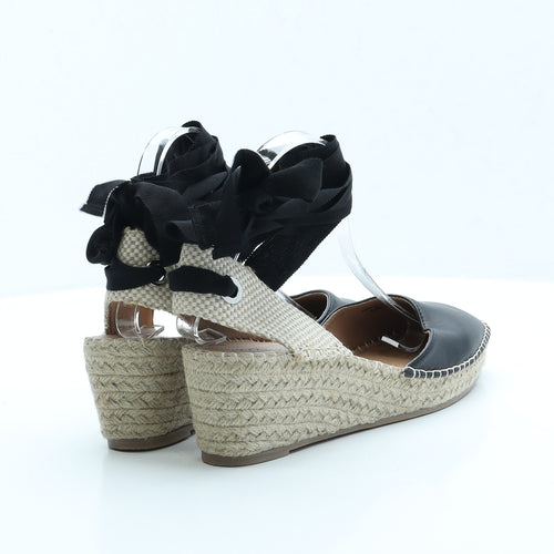 ASOS Womens Black Faux Leather Espadrille Heel UK 6