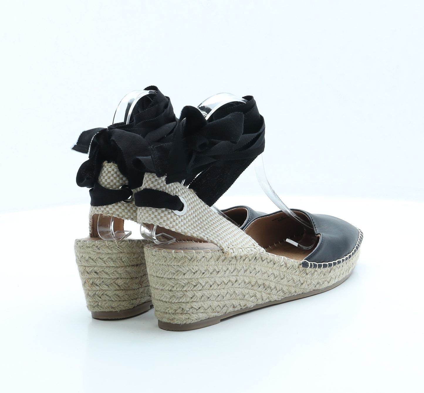 ASOS Womens Black Faux Leather Espadrille Heel UK 6