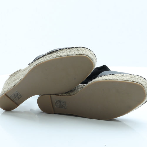ASOS Womens Black Faux Leather Espadrille Heel UK 6