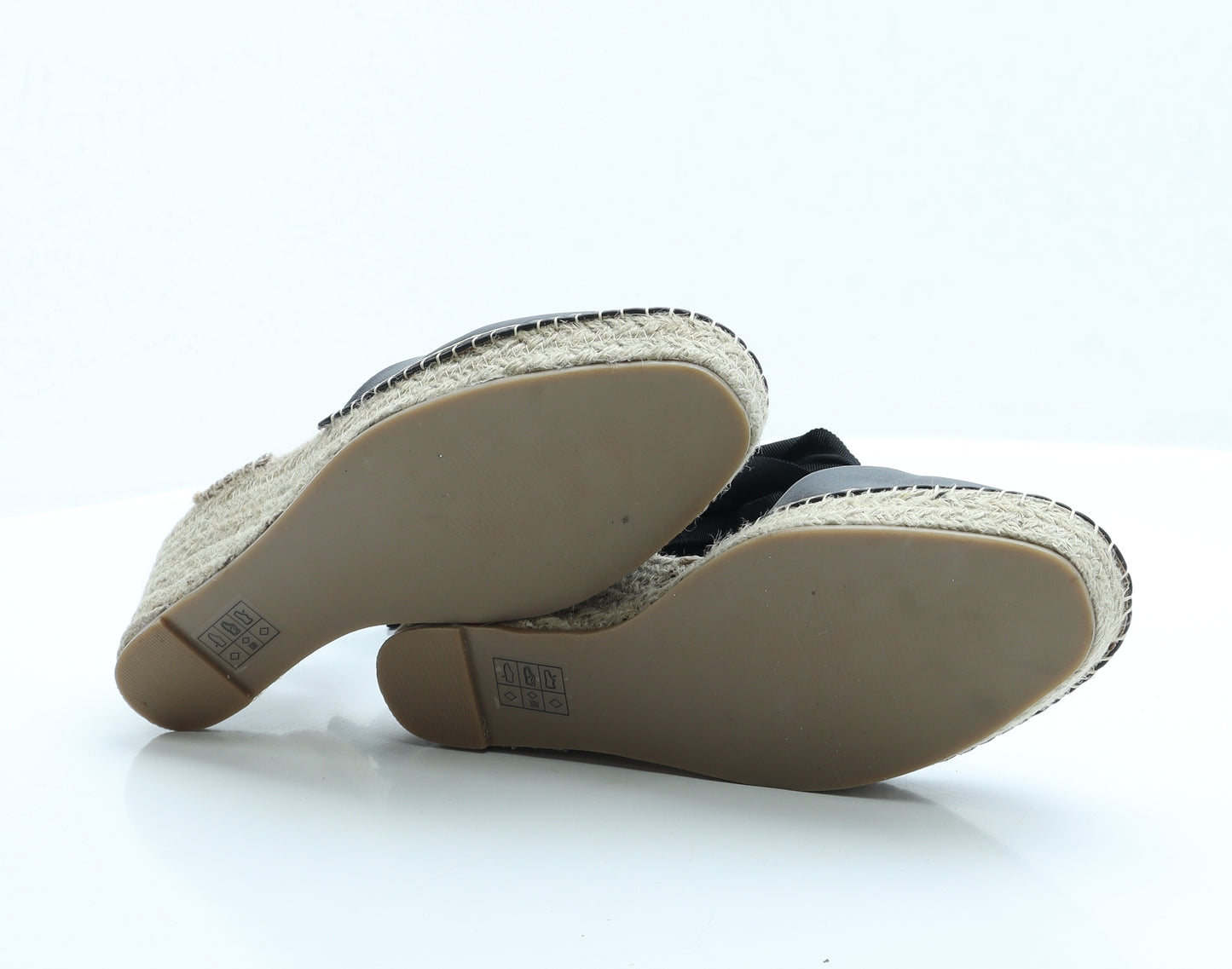 ASOS Womens Black Faux Leather Espadrille Heel UK 6