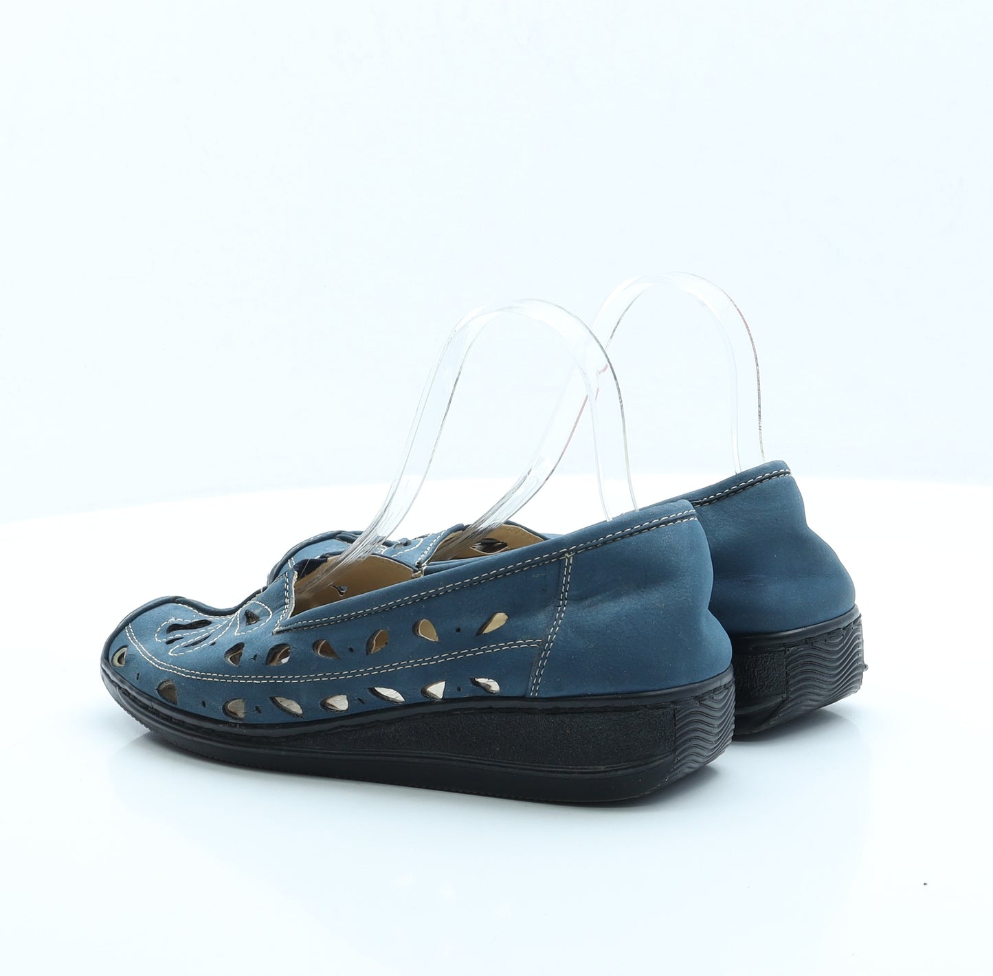 Damart Womens Blue Geometric Polyester Slip On Flat UK 6 EUR 39
