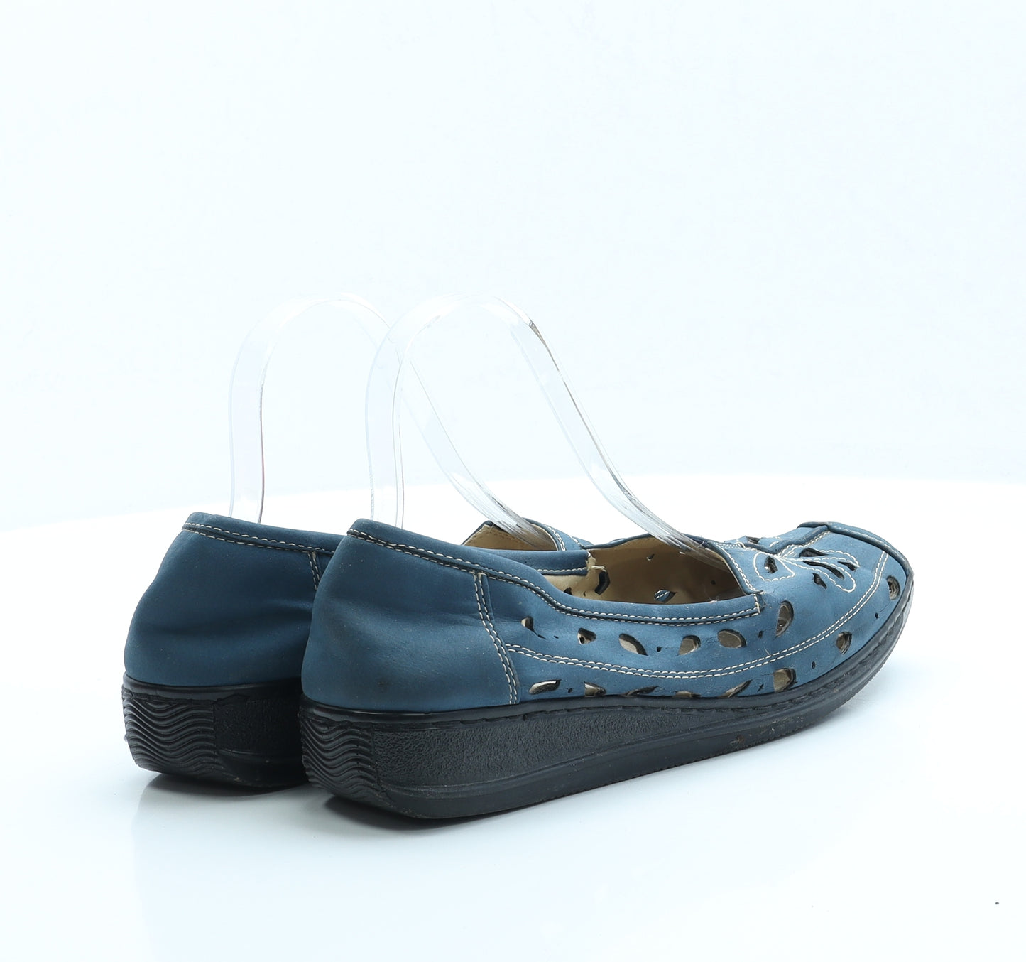 Damart Womens Blue Geometric Polyester Slip On Flat UK 6 EUR 39