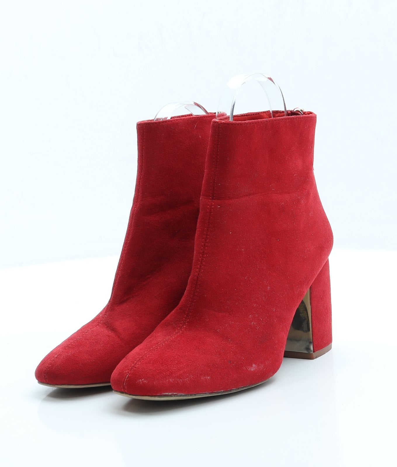 Stradivarius Womens Red Faux Suede Bootie Boot UK 3 EUR 36