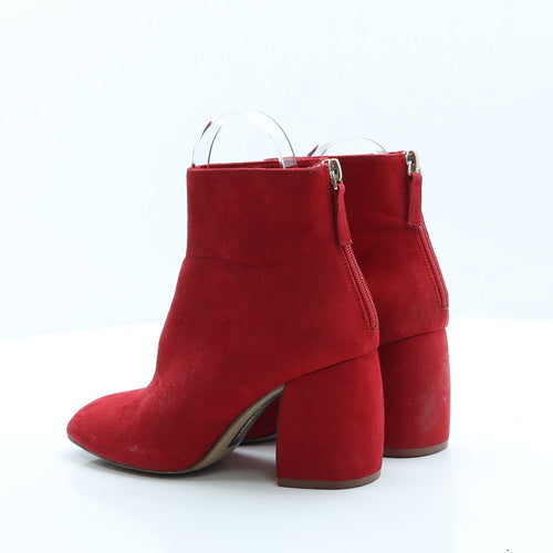 Stradivarius Womens Red Faux Suede Bootie Boot UK 3 EUR 36