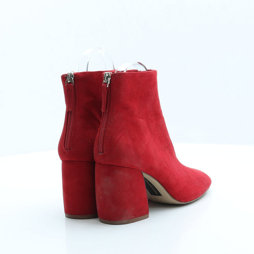 Stradivarius Womens Red Faux Suede Bootie Boot UK 3 EUR 36