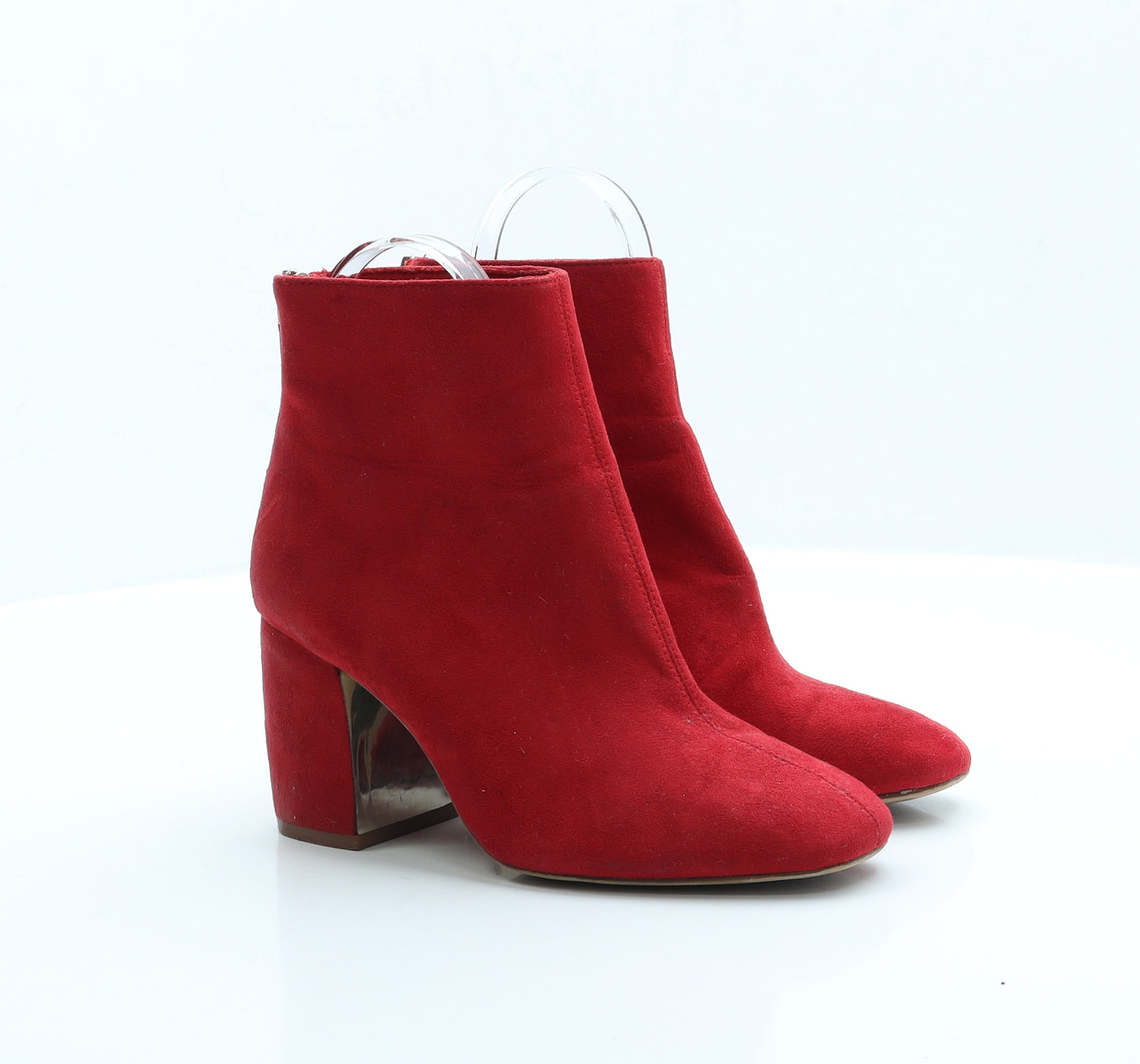 Stradivarius Womens Red Faux Suede Bootie Boot UK 3 EUR 36