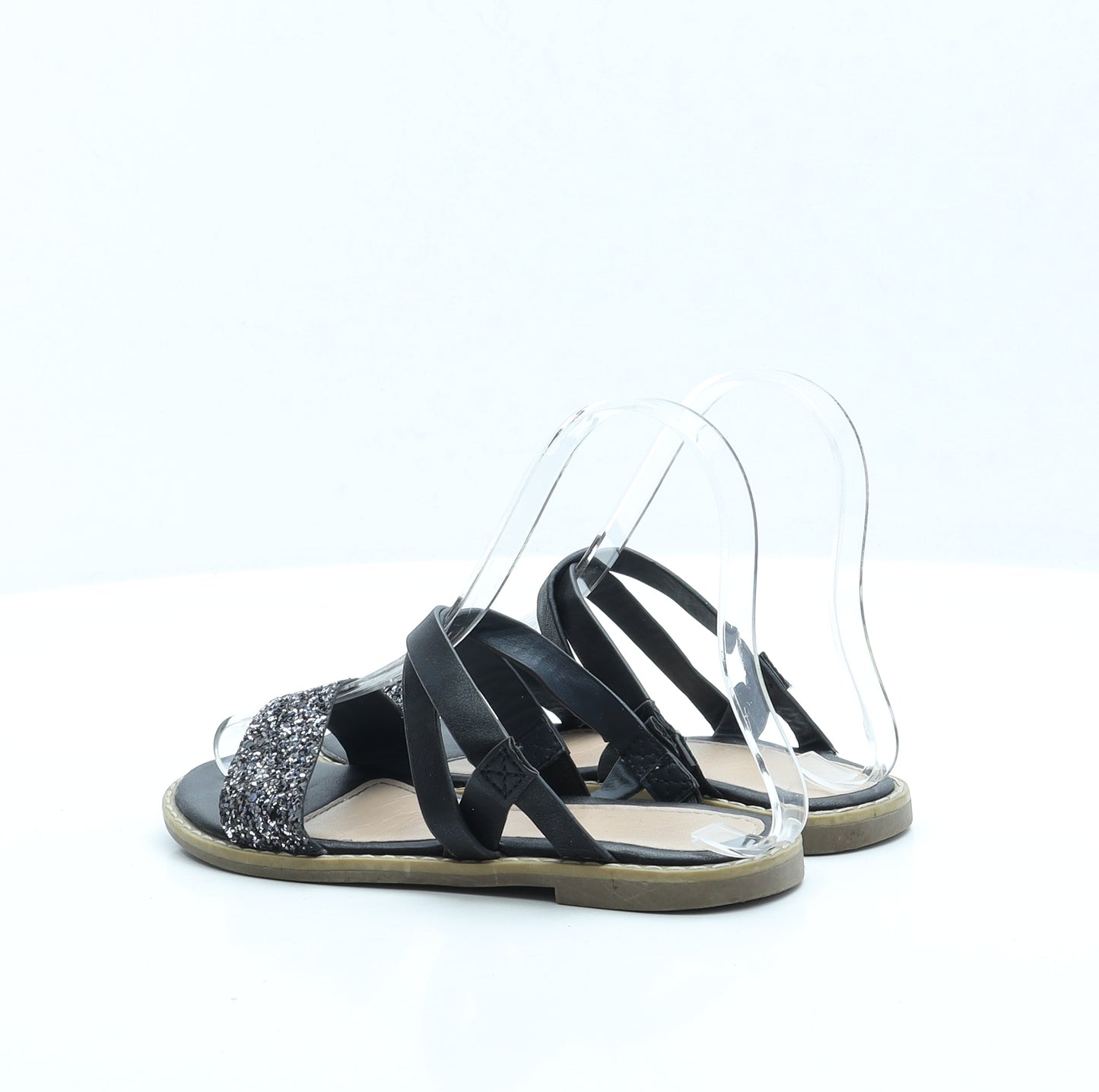 George Girls Black Faux Leather Slip On Sandal UK 1 EUR 33