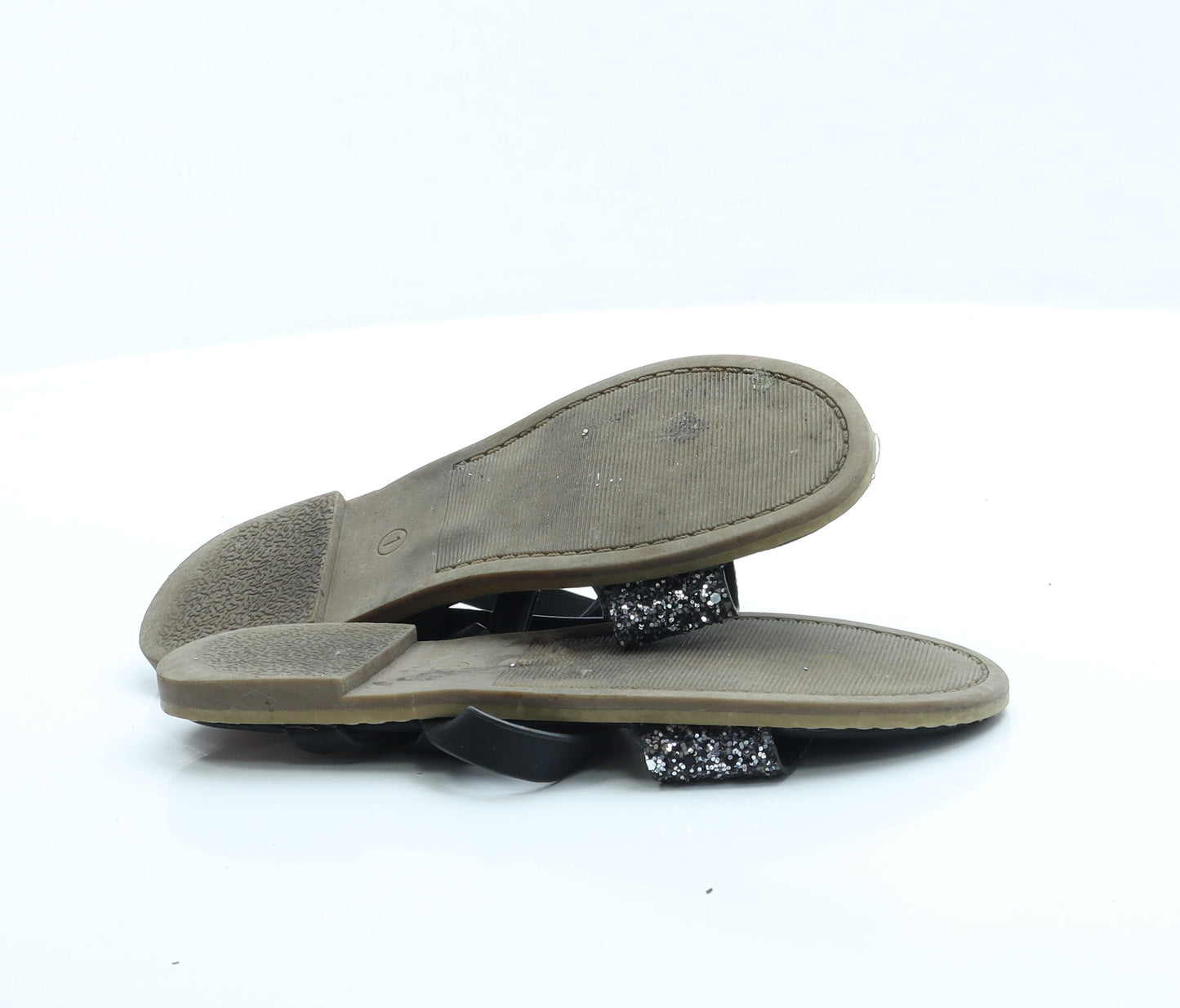 George Girls Black Faux Leather Slip On Sandal UK 1 EUR 33