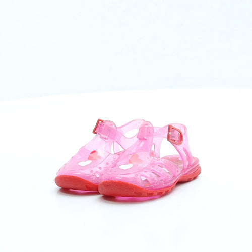 Preworn Girls Pink Rubber Slingback Sandal UK 2