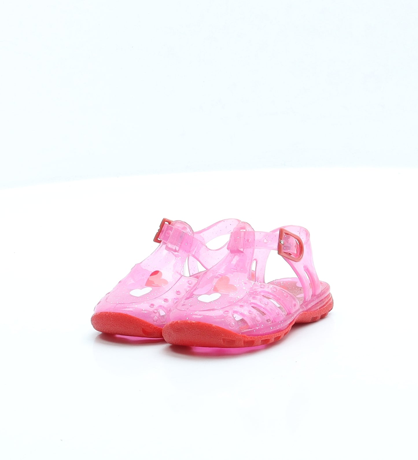 Preworn Girls Pink Rubber Slingback Sandal UK 2