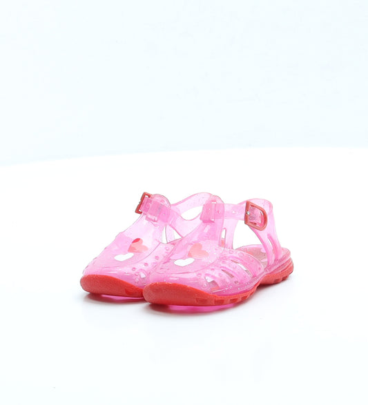 Preworn Girls Pink Rubber Slingback Sandal UK 2