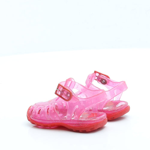 Preworn Girls Pink Rubber Slingback Sandal UK 2