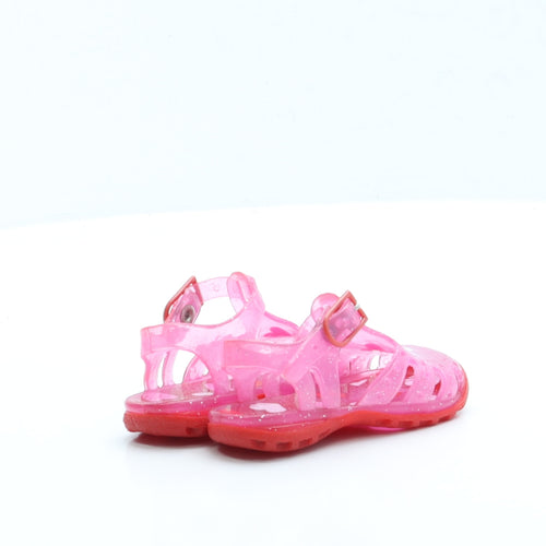Preworn Girls Pink Rubber Slingback Sandal UK 2