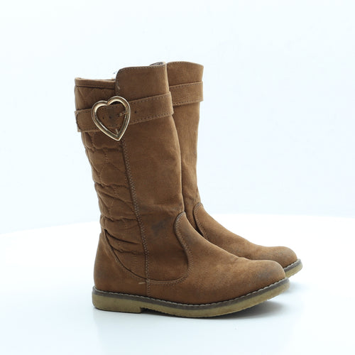 TU Girls Brown Faux Suede Slip On Boot UK 12