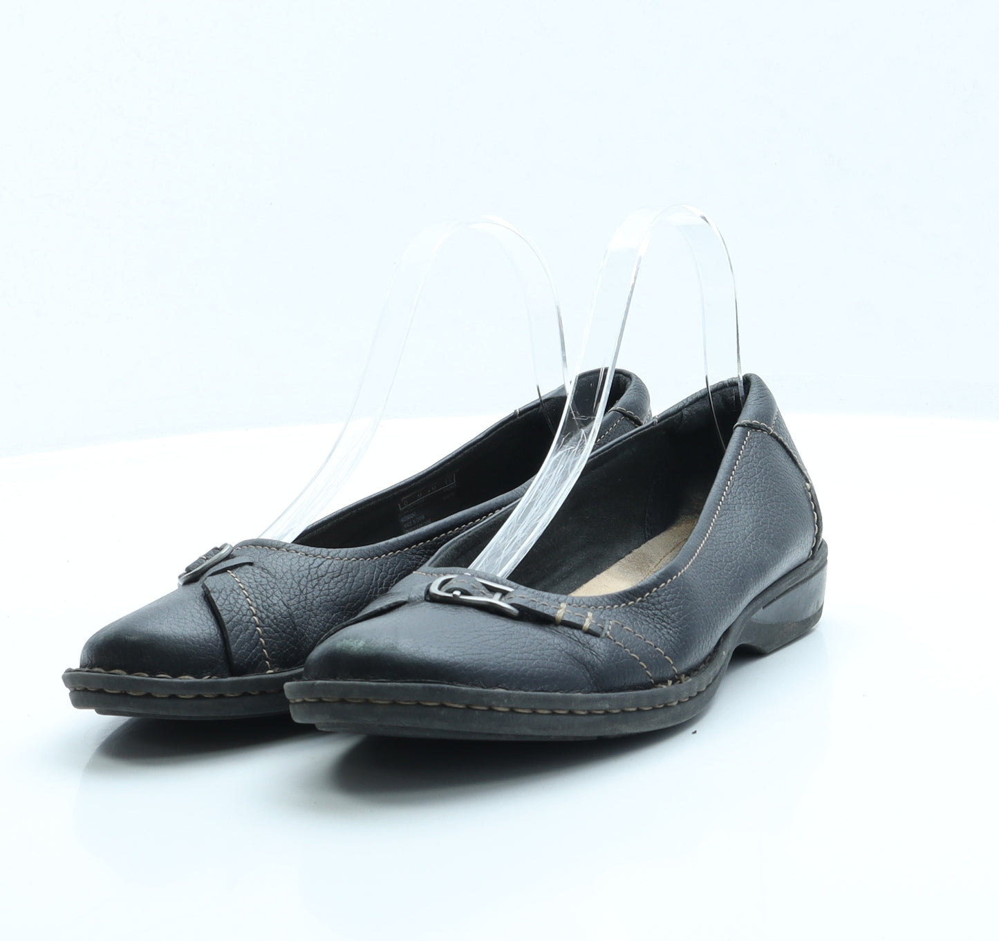 Clarks Womens Black Faux Leather Slip On Flat UK 5.5