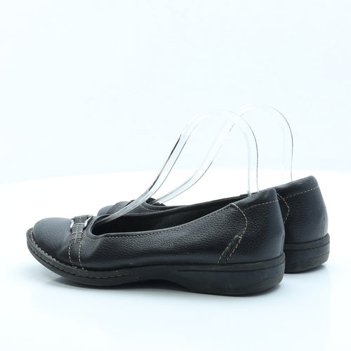 Clarks Womens Black Faux Leather Slip On Flat UK 5.5