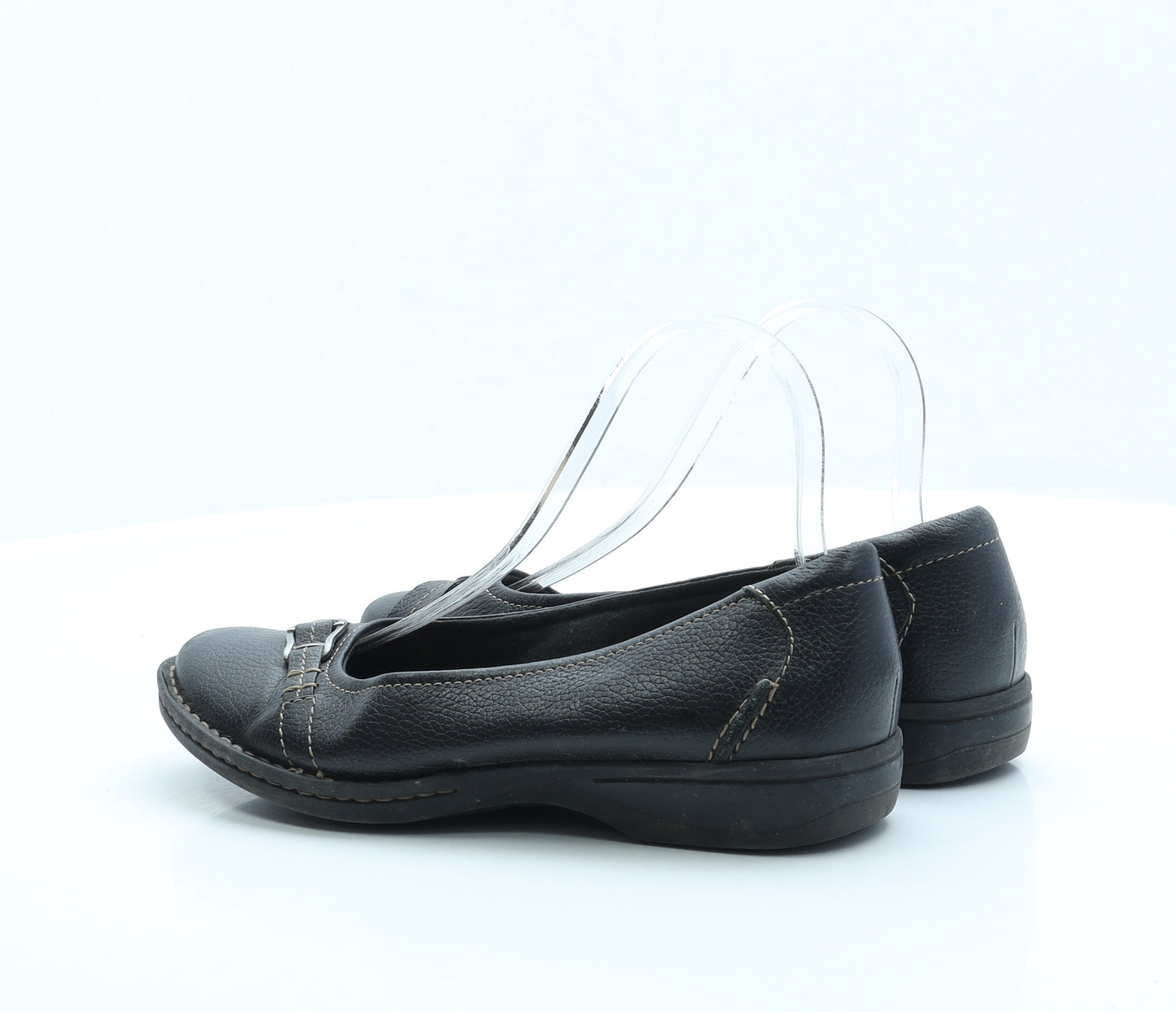 Clarks Womens Black Faux Leather Slip On Flat UK 5.5
