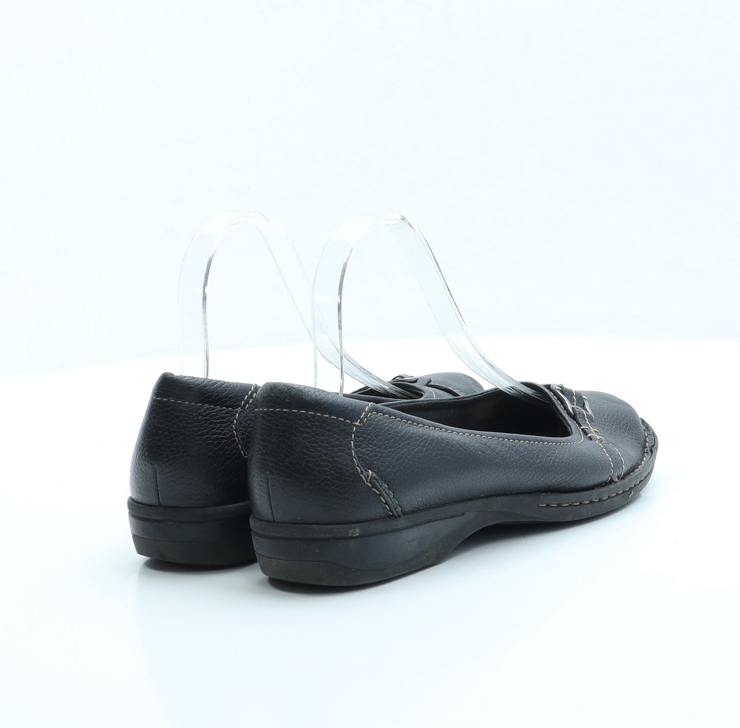 Clarks Womens Black Faux Leather Slip On Flat UK 5.5