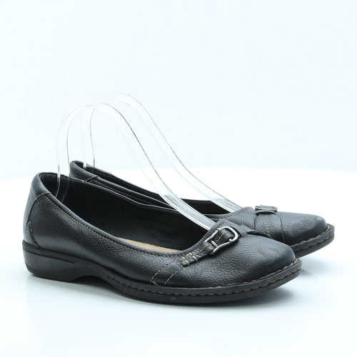 Clarks Womens Black Faux Leather Slip On Flat UK 5.5