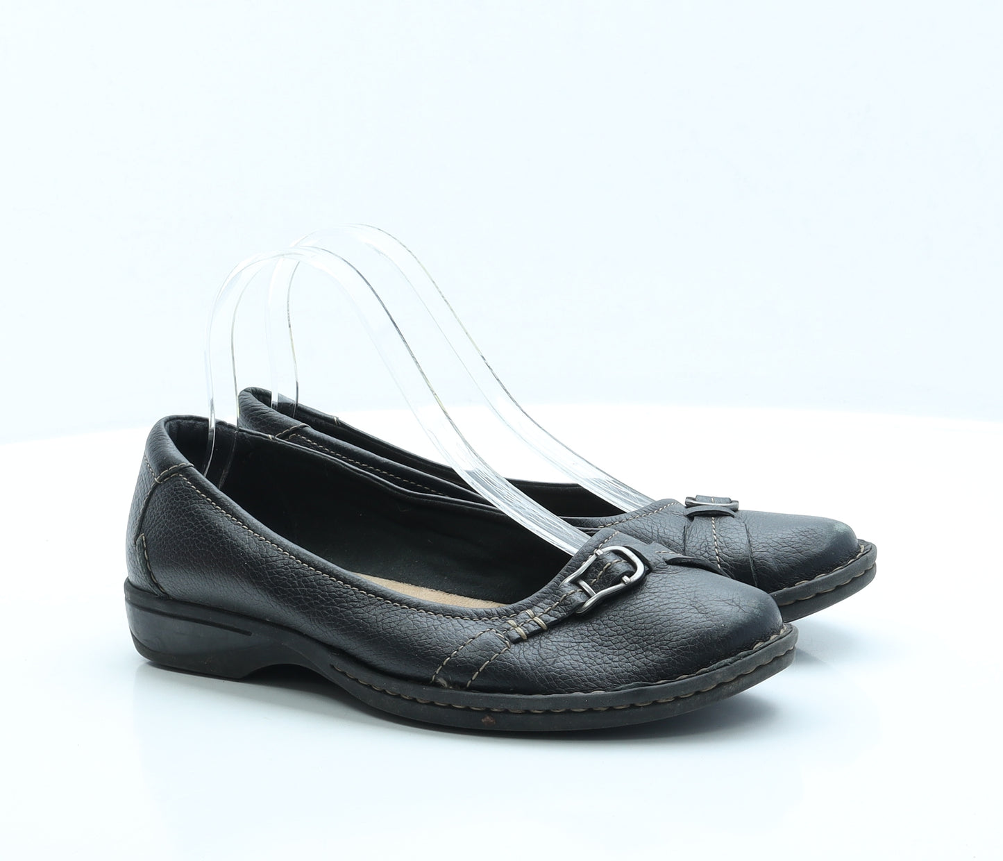 Clarks Womens Black Faux Leather Slip On Flat UK 5.5