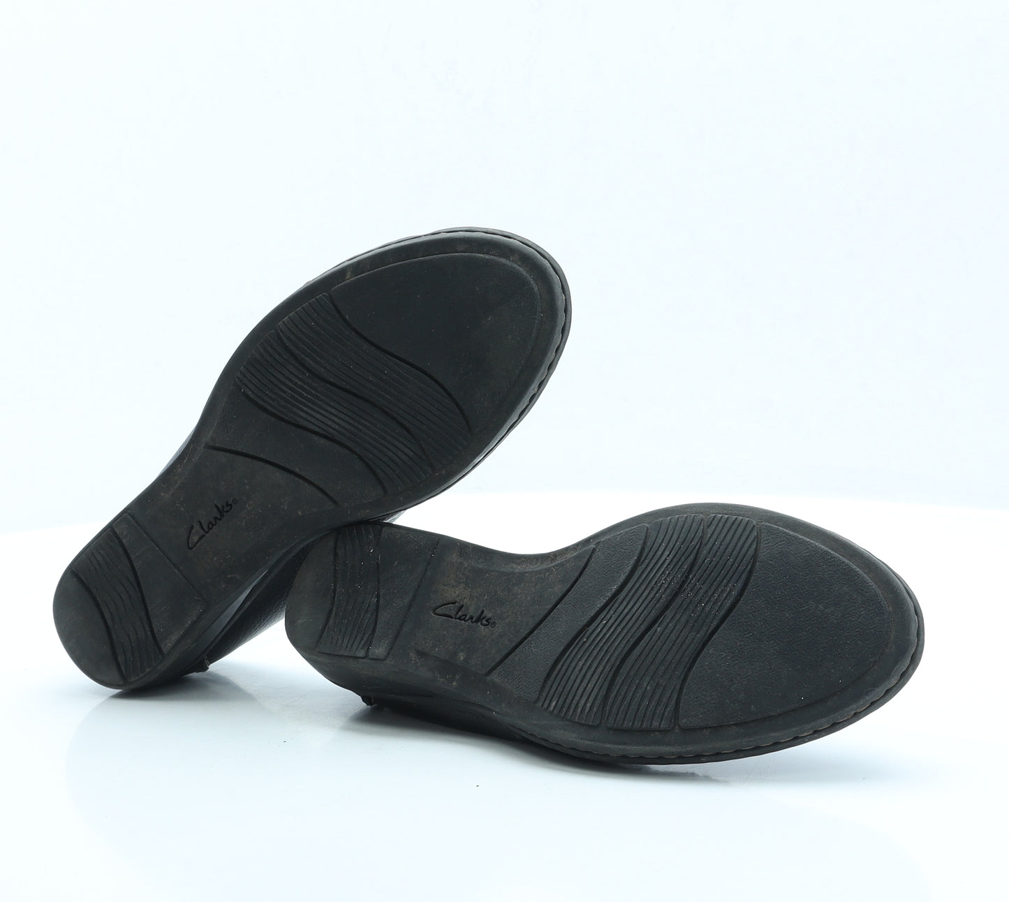 Clarks Womens Black Faux Leather Slip On Flat UK 5.5