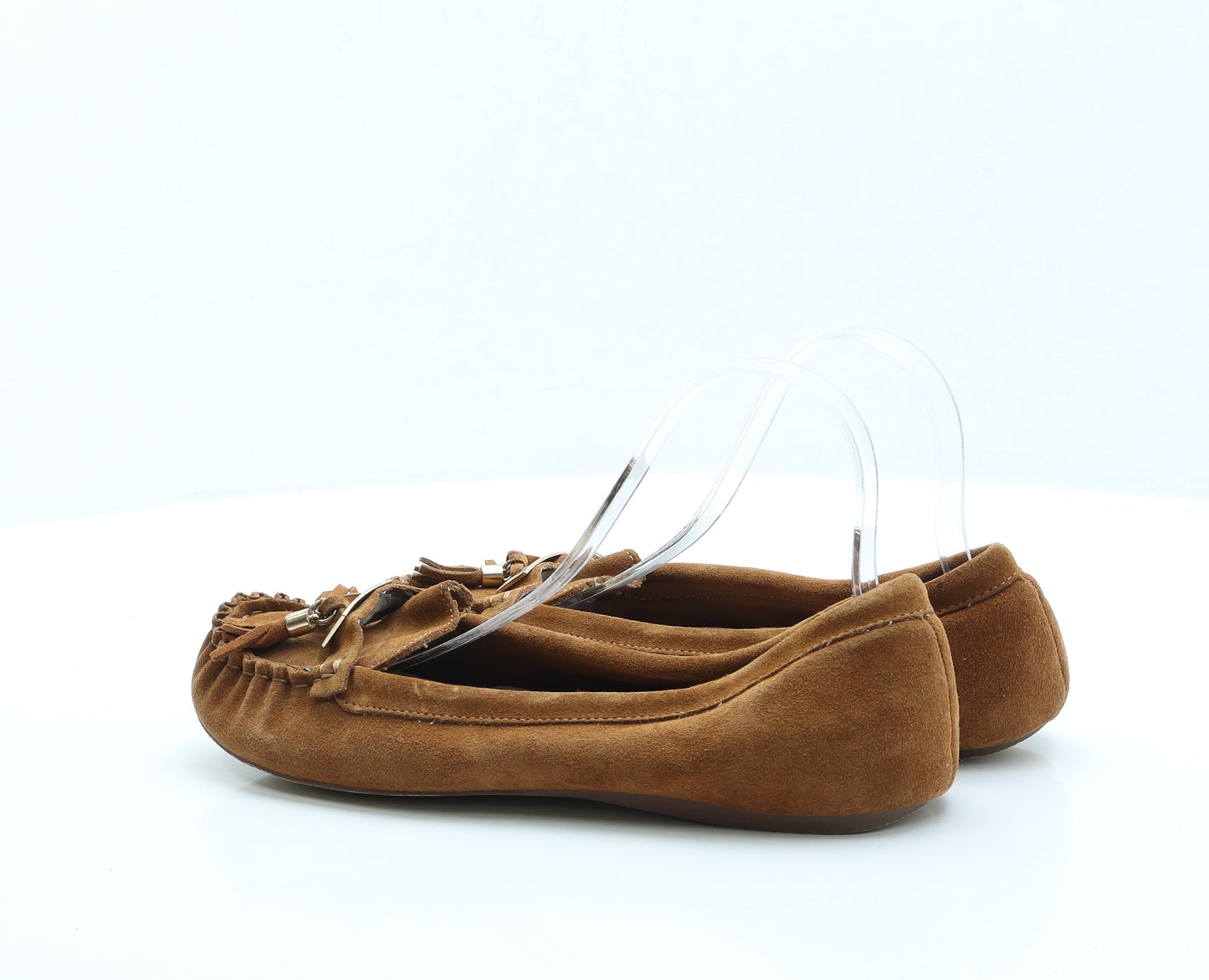 New Look Womens Brown Faux Suede Loafer Flat UK 7 EUR 40 - Wide Fit