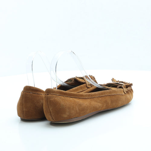 New Look Womens Brown Faux Suede Loafer Flat UK 7 EUR 40 - Wide Fit