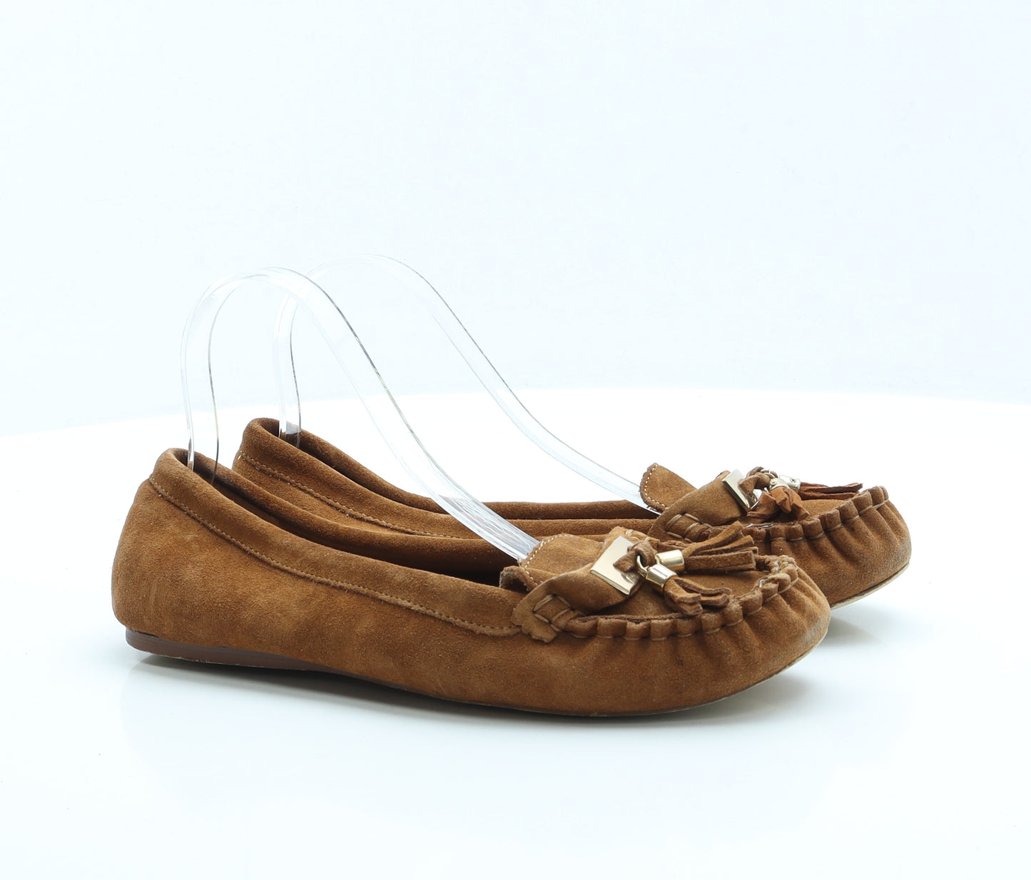 New Look Womens Brown Faux Suede Loafer Flat UK 7 EUR 40 - Wide Fit