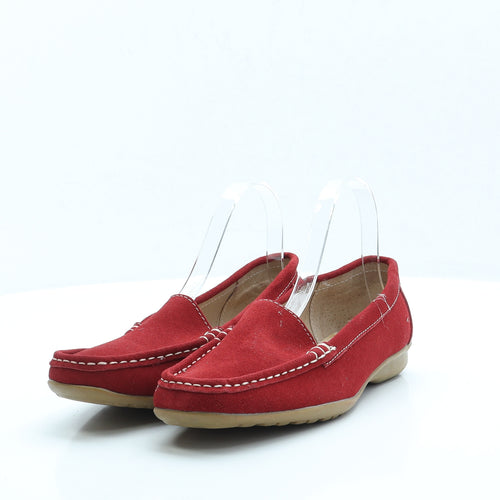 Preworn Womens Red Faux Suede Loafer Flat UK 5 EUR 38 US 7