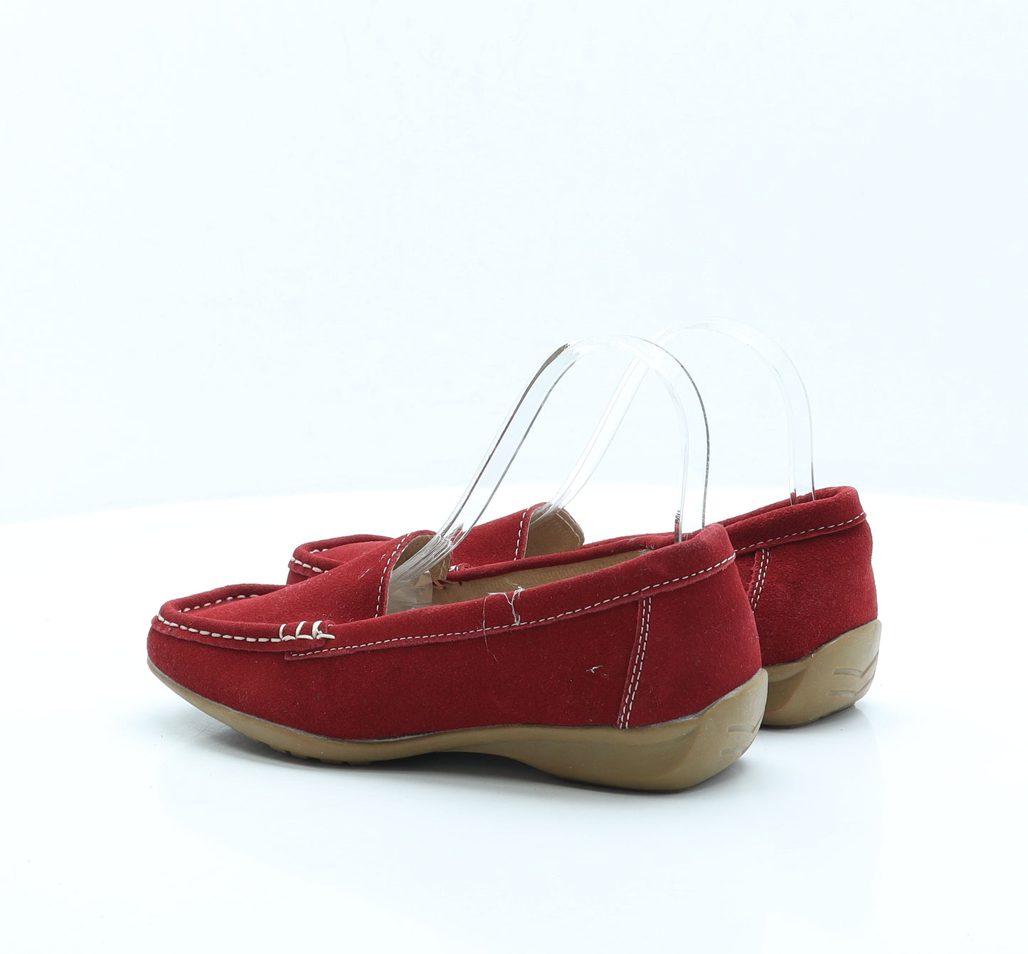 Preworn Womens Red Faux Suede Loafer Flat UK 5 EUR 38 US 7