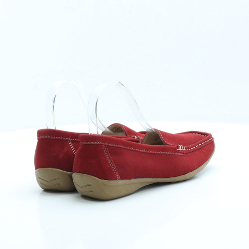 Preworn Womens Red Faux Suede Loafer Flat UK 5 EUR 38 US 7